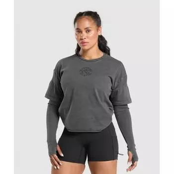 Gymshark Premium Legacy Washed 2 в 1 с длинным рукавом, черный B9a5t Bb67 XS