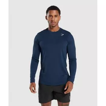 GYMSHARK Прибытие футболка с длинным рукавом Темно-синяя A2A1H UBCY XXL