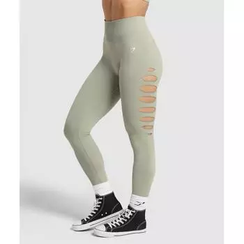 GYMSHARK приобретает бесшовные рваные леггинсы мелового цвета B9A2A ECH9