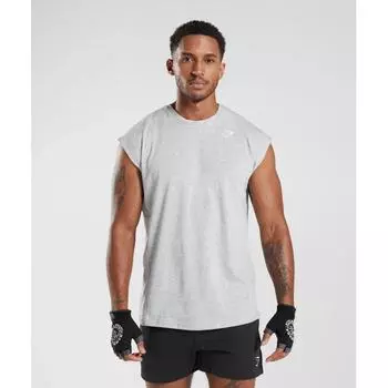 Gymshark React Cut Off Tank Light Grey Core Marl A2a8p Gbcn XS