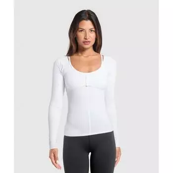 Gymshark Rest Day Buttery Soft Long Sleeve Top White B9a5x Wb57 XS