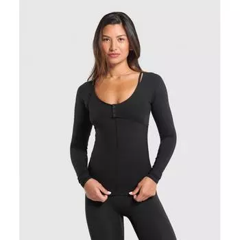 Gymshark Rest Day Buttery Soft Long Sleeve Top Black B9a5x Bb2j XS