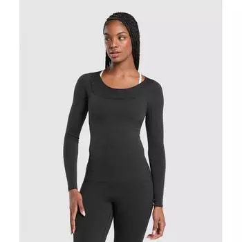 Gymshark Rest Day Luxe Long Sleeve Top Black B9a5z Bb2j XXS