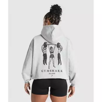 Gymshark Retro Lifting Oversized Hoodie Light Grey Core Marl B2b7m Gbcn XS