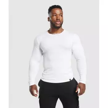 Gymshark Ribbed Long Sleeve T shirT whiTe A6a2f Wb57 3XL