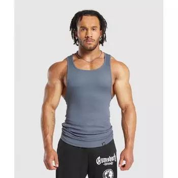 Gymshark Ribbed Tank 1pk Iron Blue A5a8h Uctm XL