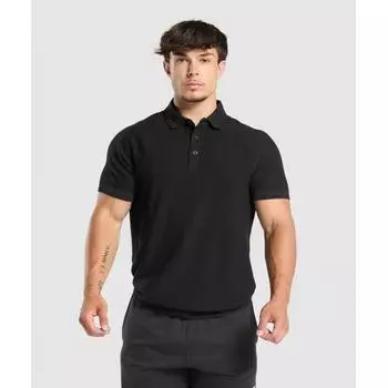 Gymshark Рубашка поло вафельная черная A1b8g Bb2j XS