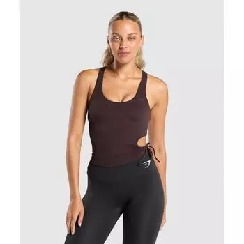 Gymshark Ruched Side Shelf Tank Heritage Brown B1c5l Ncnz XS