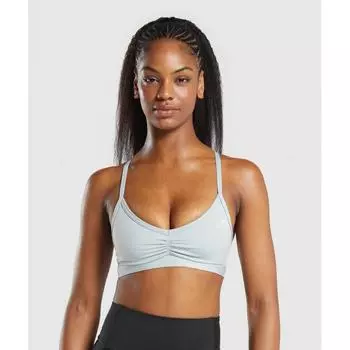 Gymshark Ruched Strappy Sports Bra Cool Blue B6a6i Ucvd XS