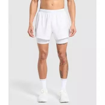 Gymshark RunnIng 2 в 1 шорты белые A6a8f Wb57 XS