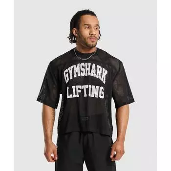 Gymshark Сетчатая футболка оверсайз, черная A5a5j Bb2j M