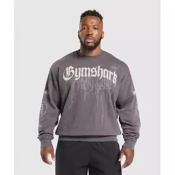 Gymshark Состаренный графический Crew Brushed Purple Acid Wash A7a1l Pb3z S