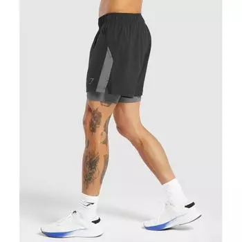 Gymshark Sport 5 2 In 1 Shorts Black Dark Grey A1b3j Bb3k XS