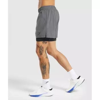 Gymshark Sport 5 2 в 1 шорты темно-серые черные A1b3j Gb7x XS
