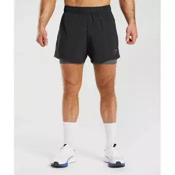 GYMSHARK Sport 5 Шорты 2 в 1 Черный силуэт Серый A3A5K BBMW 3XL