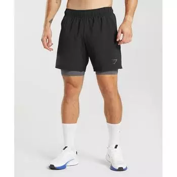 GYMSHARK Sport 7 2 в 1 Шорты черный силуэт серый A2A8J BBMW XS