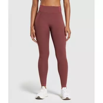 GYMSHARK Stitch Feature Leggings Burgundy Brown B6A8Z RBQV