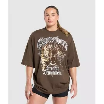 Gymshark STrengTh DeparTmenT Animal T shirT Archive Brown B2b7f Nby8 XS