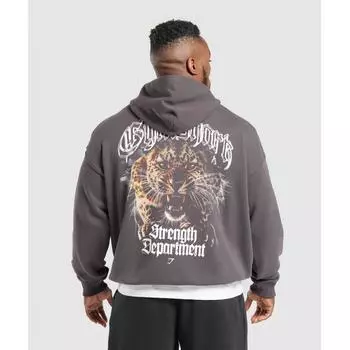 Gymshark Strength Department Animal Толстовка большого размера с капюшоном серо-фиолетового цвета A1c4y Pbvr XS