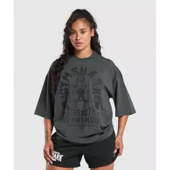 GYMSHARK Strength Department Graphic T Shirt Asphalt Grey B2B8R GCBZ