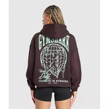 Gymshark Strength In Numbers Hoodie Heritage Brown B2b1w Ncnz XS