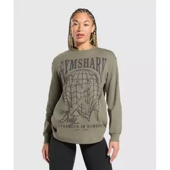 Gymshark Strength In Numbers Топ с длинным рукавом База Зеленый B2b1u Ech1 XS