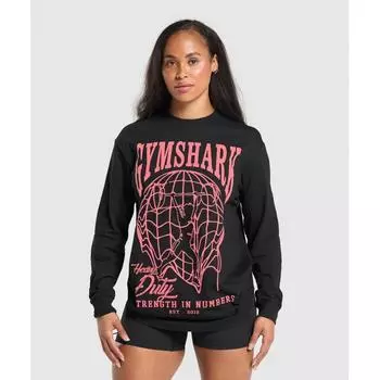 Gymshark Strength In Numbers Топ с длинными рукавами, черный B2b1u Bb2j XS