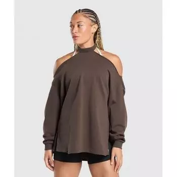 Gymshark Superset Longline Sweatshirt Deep Brown B1b1r Ncnv XXS