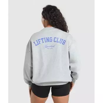 Gymshark Толстовка Lifting Club Oversize светло-серого цвета, меланжевая, B2b2j Gbcn XS