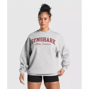 Gymshark Толстовка Lifting Essentials Graphic Brushed Oversize, светло-серый меланжевый B3c1i Gbcn XS