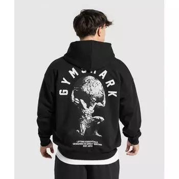 Gymshark Толстовка с капюшоном Atlas Zip Up, черная A2b8v Bb2j XS