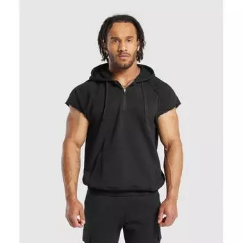 Gymshark Толстовка с капюшоном Legacy 1 4 Zip с короткими рукавами, черная A1b5l Bb2j XS