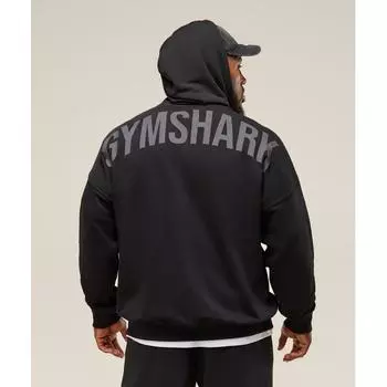 Gymshark Толстовка с капюшоном Power Zip Up, черная A2c9j Bb2j XS