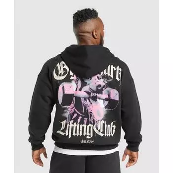 Gymshark Толстовка с капюшоном с рисунком добермана, черная A2b8x Bb2j XS