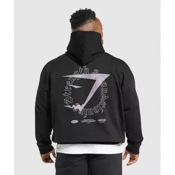 Gymshark Толстовка с капюшоном Strength + Conditioning Black A1c2o Bb2j XS