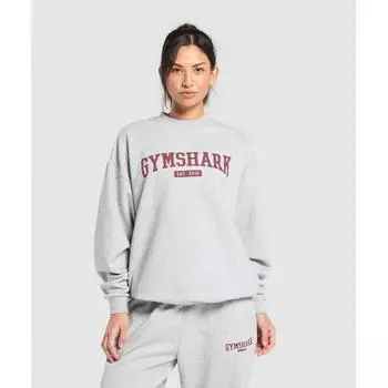 Gymshark Толстовка свободного покроя Collegiate Lifestyle Light Grey Core Marl B2c1d Gbcn S