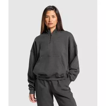 GYMSHARK Толстовки для дня отдыха 1 2 Пуловер на молнии Black Core Marl B3A9J BBBC XXS