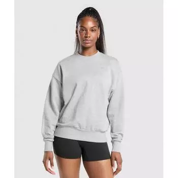 Gymshark Толстовки для отдыха на каждый день Oversized Crew Light Grey Core Marl B8a7a Gbcn XS