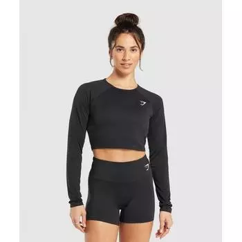 Gymshark Training Long Sleeve Crop Top Black B2a4f Bbbb XS