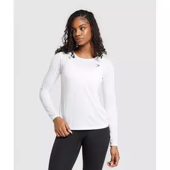 Gymshark Training Long Sleeve Top White B7a2k Wb57 M