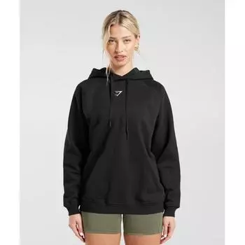 GYMSHARK Training Oversized флисовая толстовка, черная B5A7N BB2J XXS