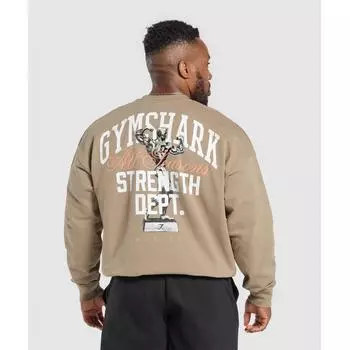 Gymshark Trophy Graphic Crew Cement Brown A7a1m Nbzd XS