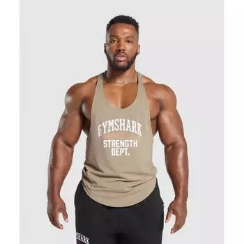 Gymshark Trophy Graphic Stringer Cement Brown A1c2l Nbzd XS