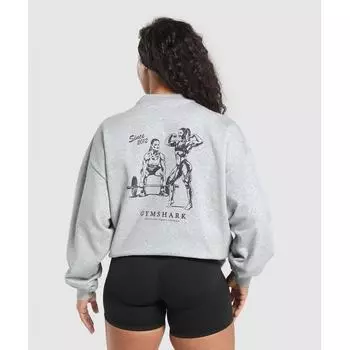 Gymshark Two Strong Women Sweatshirt Light Grey Core Marl B2b7n Gbcn XS