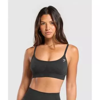 Gymshark Vital бесшовный минималистичный спортивный бюстгальтер черный меланж B1c5g Bbf3 XS