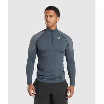 Gymshark Vital Seamless 1/4 Zip Navy Light Grey A3a4p Ucvw XL