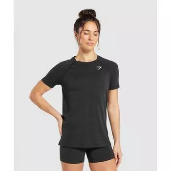 GYMSHARK Vital Seamless 2.0 Легкая футболка Black Marl B2A4I BBF3 XS