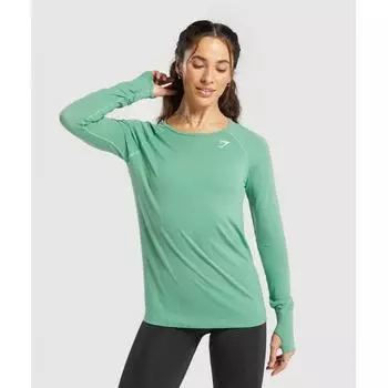 GYMSHARK Vital Seamless 2.0 Легкий топ с длинным рукавом Lagoon Green Marl B4A8C ECH4 XXL