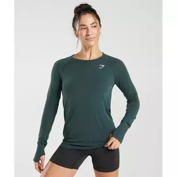 GYMSHARK Vital Seamless 2.0 Легкий топ с длинными рукавами Woodland Green Marl B4A8C EBTF XS