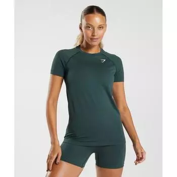 GYMSHARK Vital Seamless 2.0 Light T Shirt Woodland Green Marl B2A4I EBTF XS